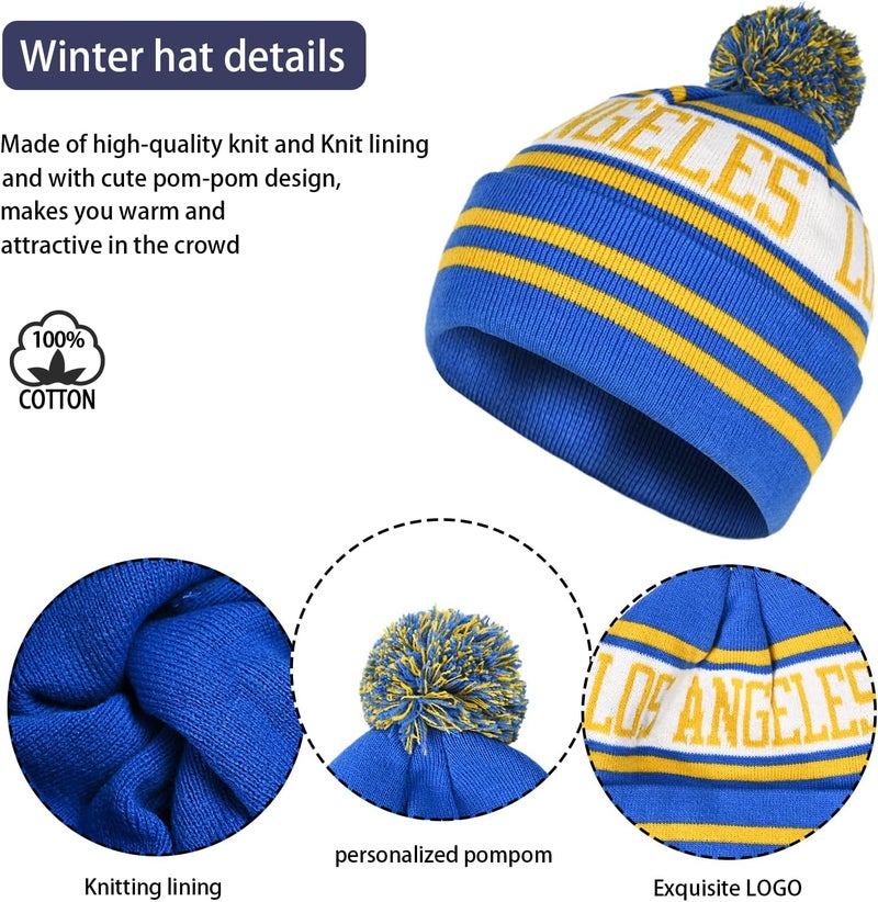 mtstaowe Vintage Classic Skull Cap Beanie Hat Cuffed Winter Hat Knit Comes with Warm Gloves Gifts for Men Women Fans - Image 2